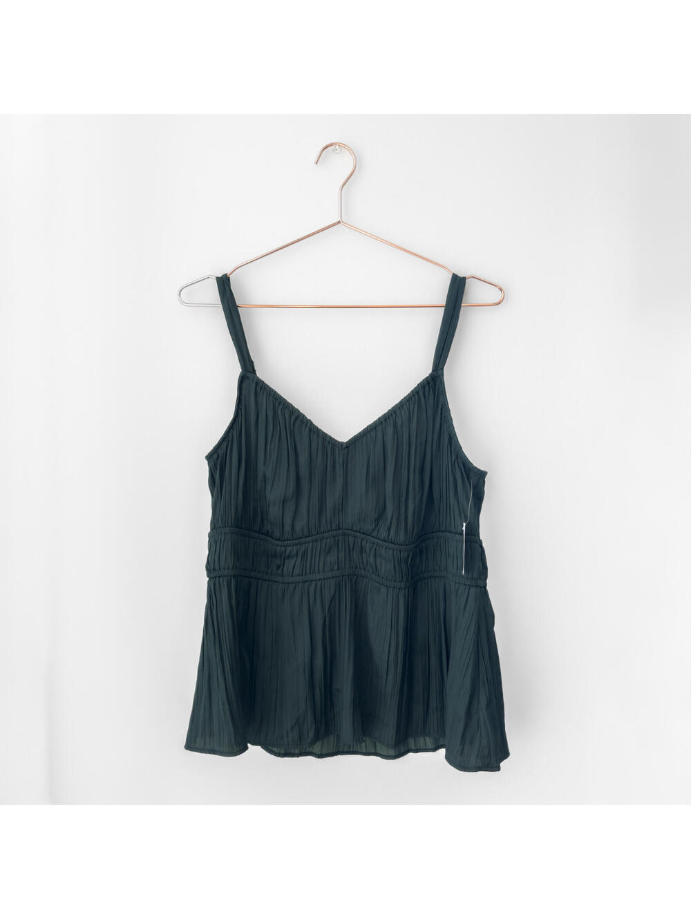 NWT Old Navy Dark Green Waist Defined Satin Top Size XL